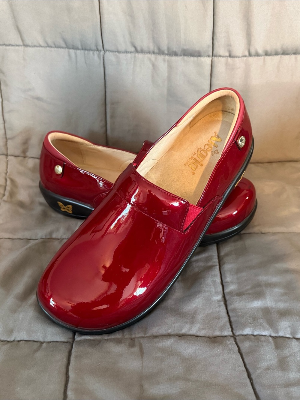 Alegria Kids Shiny Cherry Red Slip-On Dress Shoes